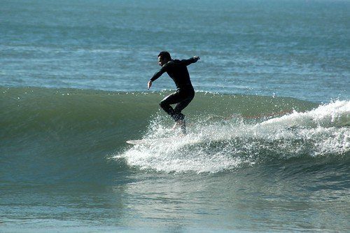 End of day, board on the sand