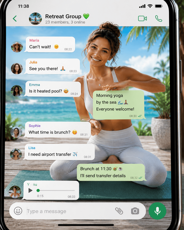 Your Guests Already Live on WhatsApp. Your Retreat Business Should Too.