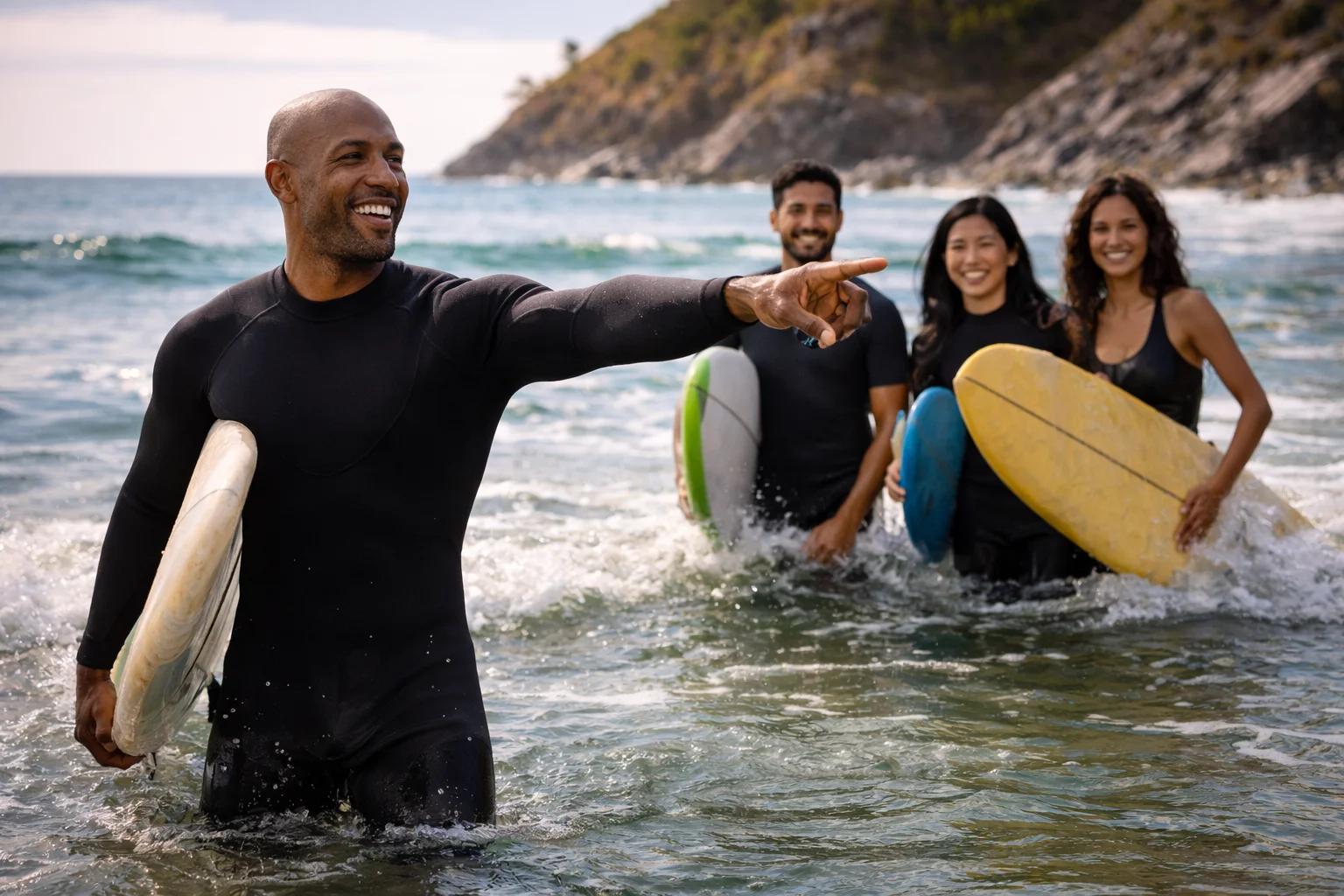 Surf group in the water
